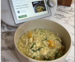 Chicken, pumpkin, basil pesto risotto