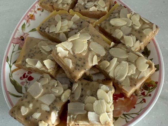 Coffee Almond Shortbread Slice